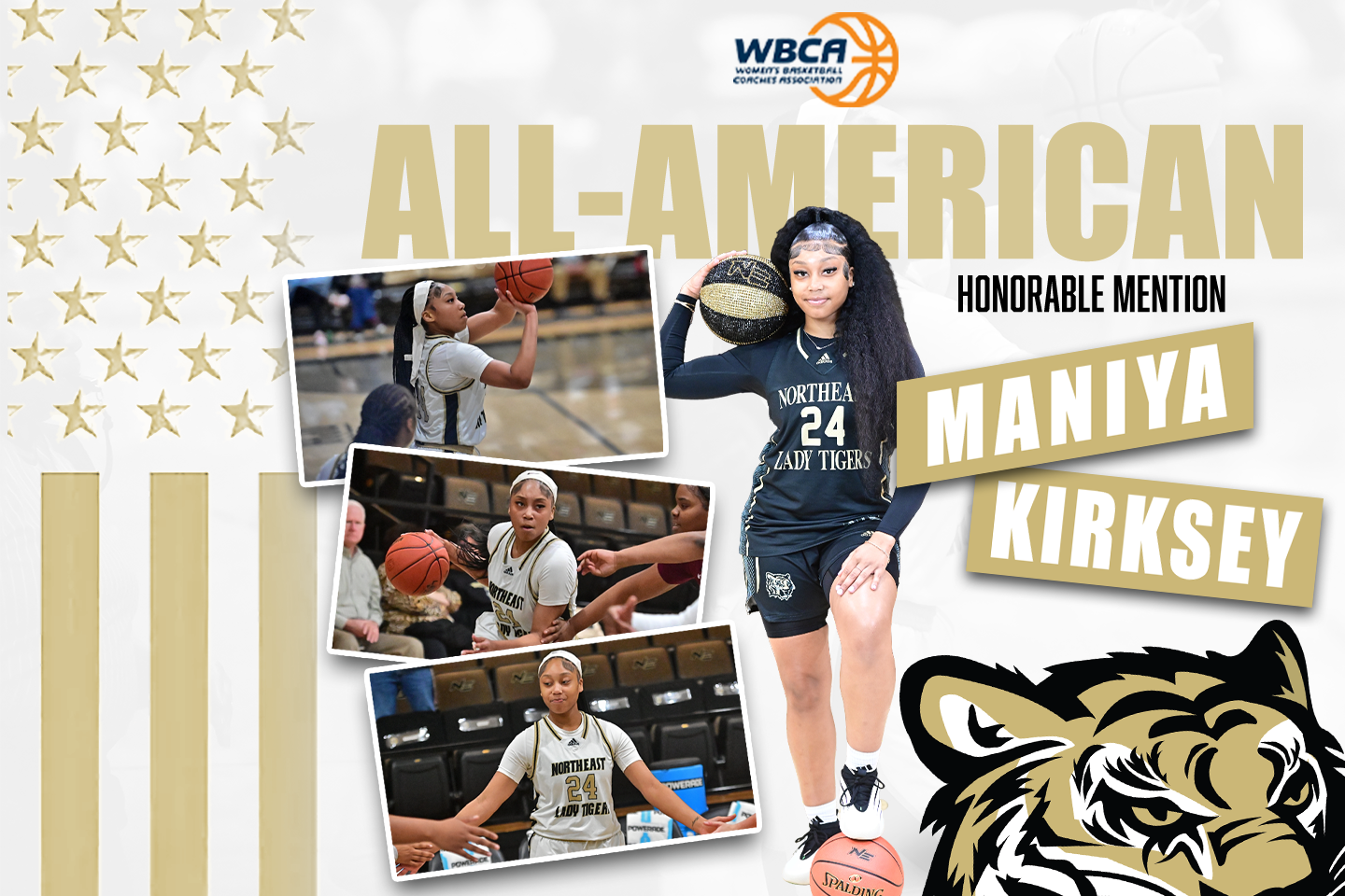 Northeast's Maniya Kirksey earned 2026 All-American honors from the WBCA.
