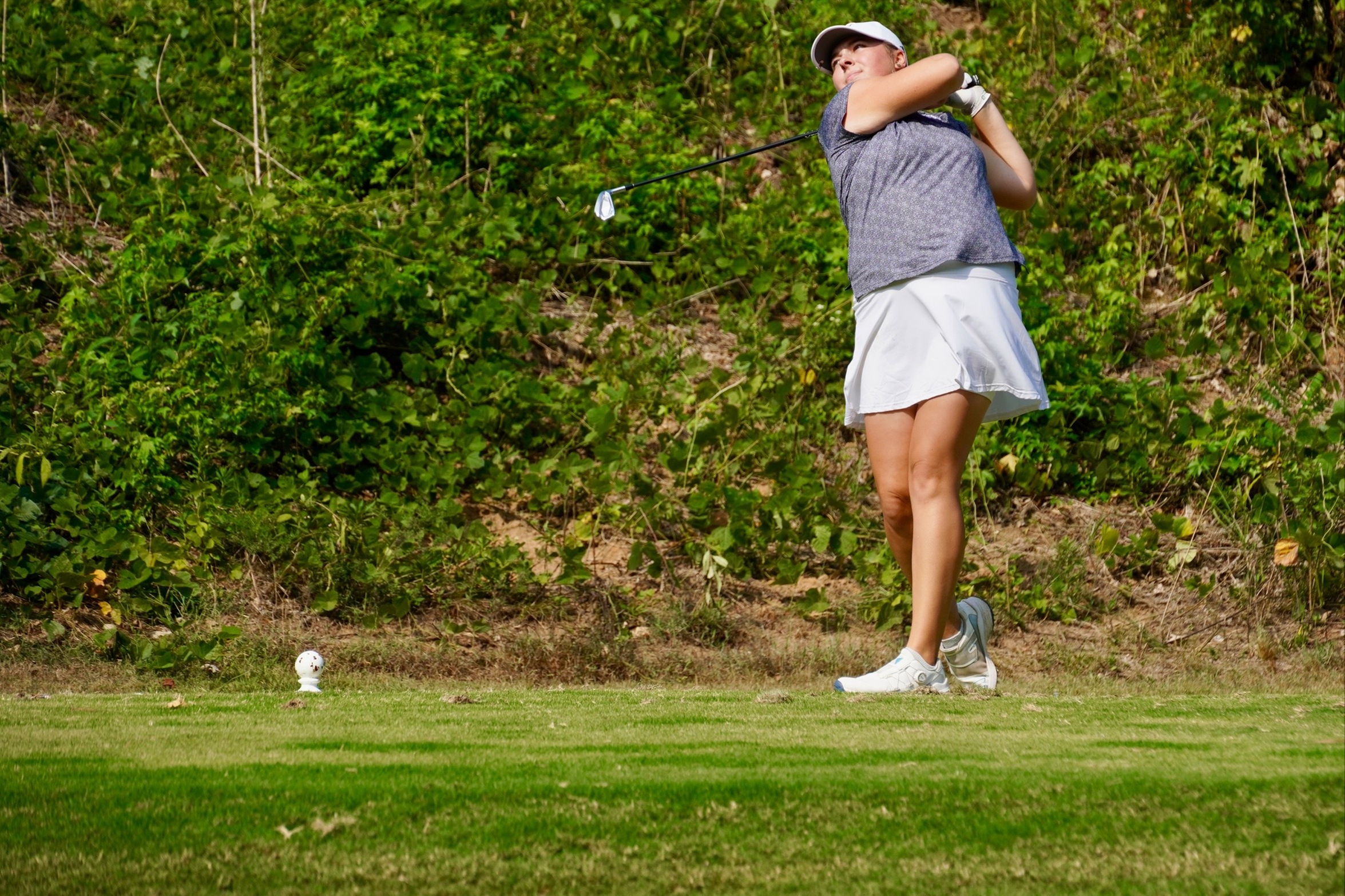 Andie Kate Ramey shaved six shots off her first round score to lead the Lady Tigers in their debut tournament with a two-day total of 172.